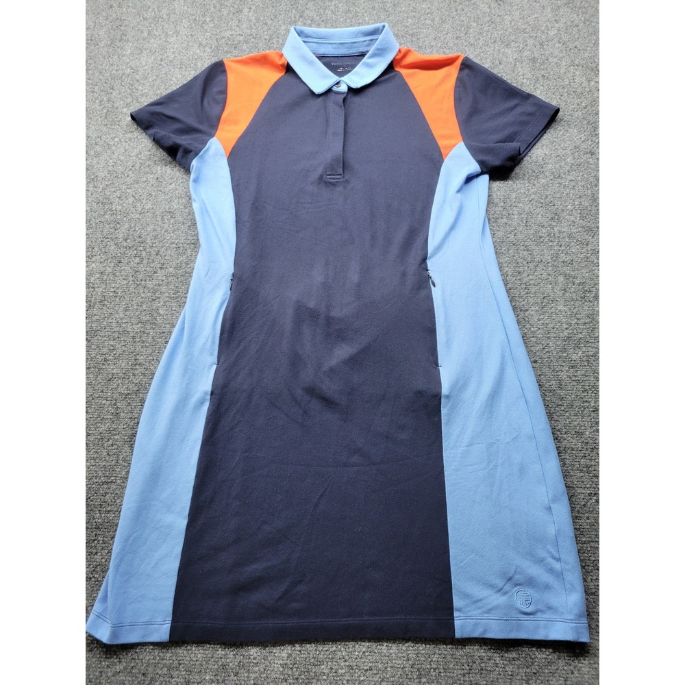 Tory Sport Tory Burch Colorblock Polo Dress Navy Blue Orange Tennis Golf 34921